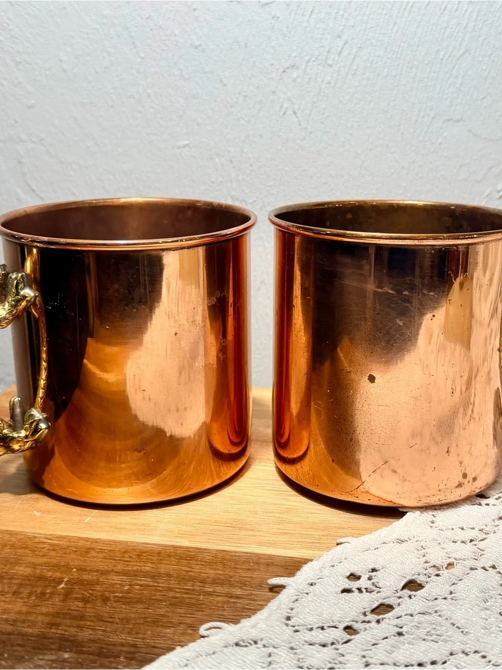 Vintage Copper Moscow Mule Mug Set - Copper Finish and brass dragon handles
